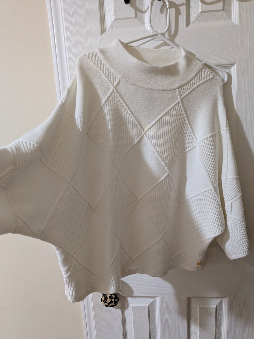 Joseph Ribkoff Cream Diamond Textured Cowl Sweater